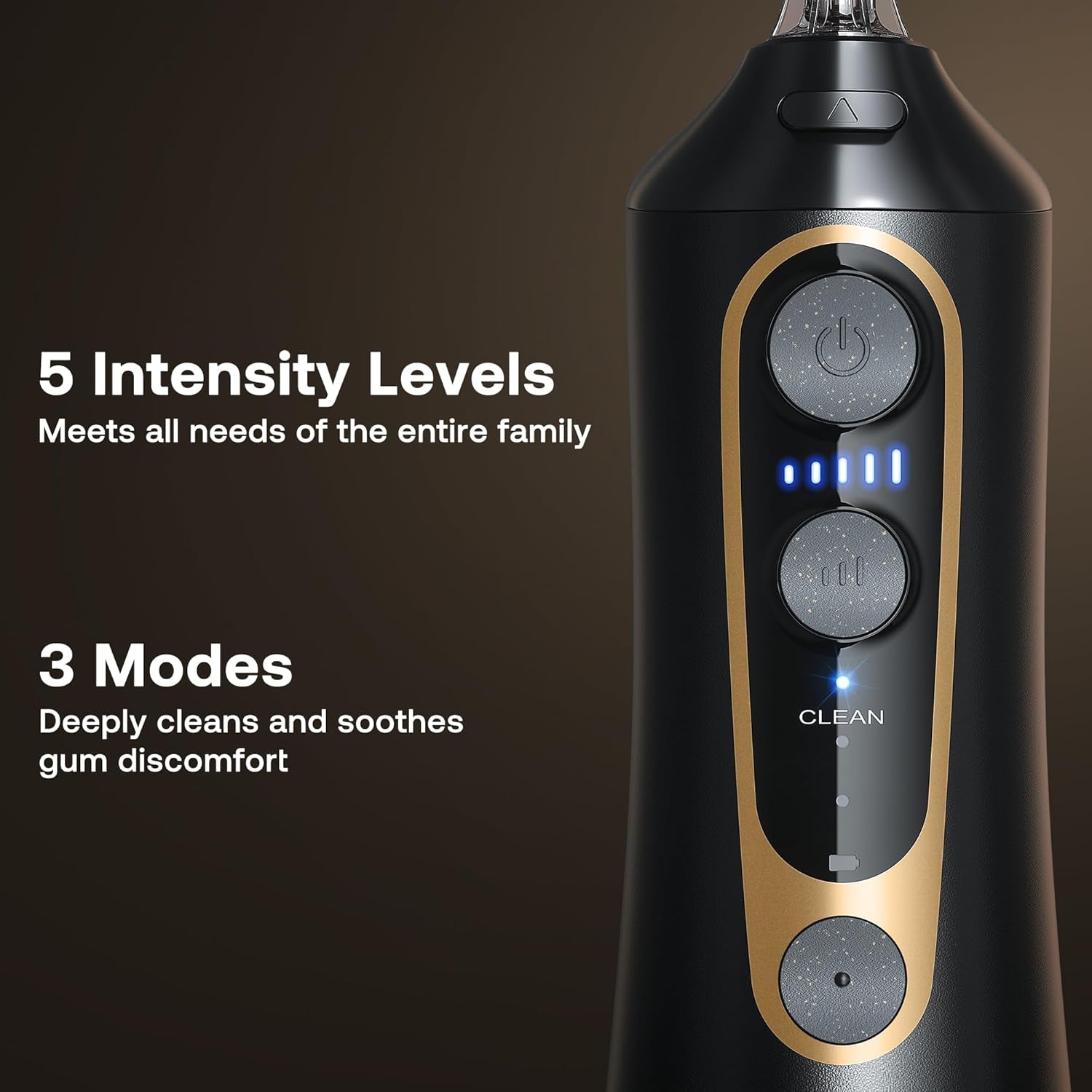 C6 Water Dental Flosser for Teeth Pick, Cordless Flosser for Travel with 6 Jet Tips, 3 Modes 5 Intensities, IPX7 Waterproof Portable & Rechargeable Oral Irrigator Cleaner, Black